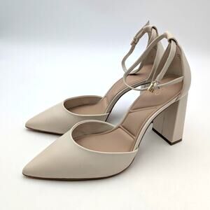ALDO Jan Pointed Toe Ankle Strap Block Heel Pump Women's Medium Beige Size US9